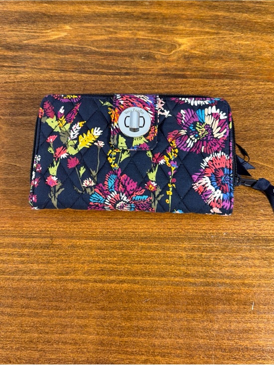 Vera Bradley Handbags - Vera Bradley Black Quilted Floral Turn-Lock Wristlet Wallet New Without Tags